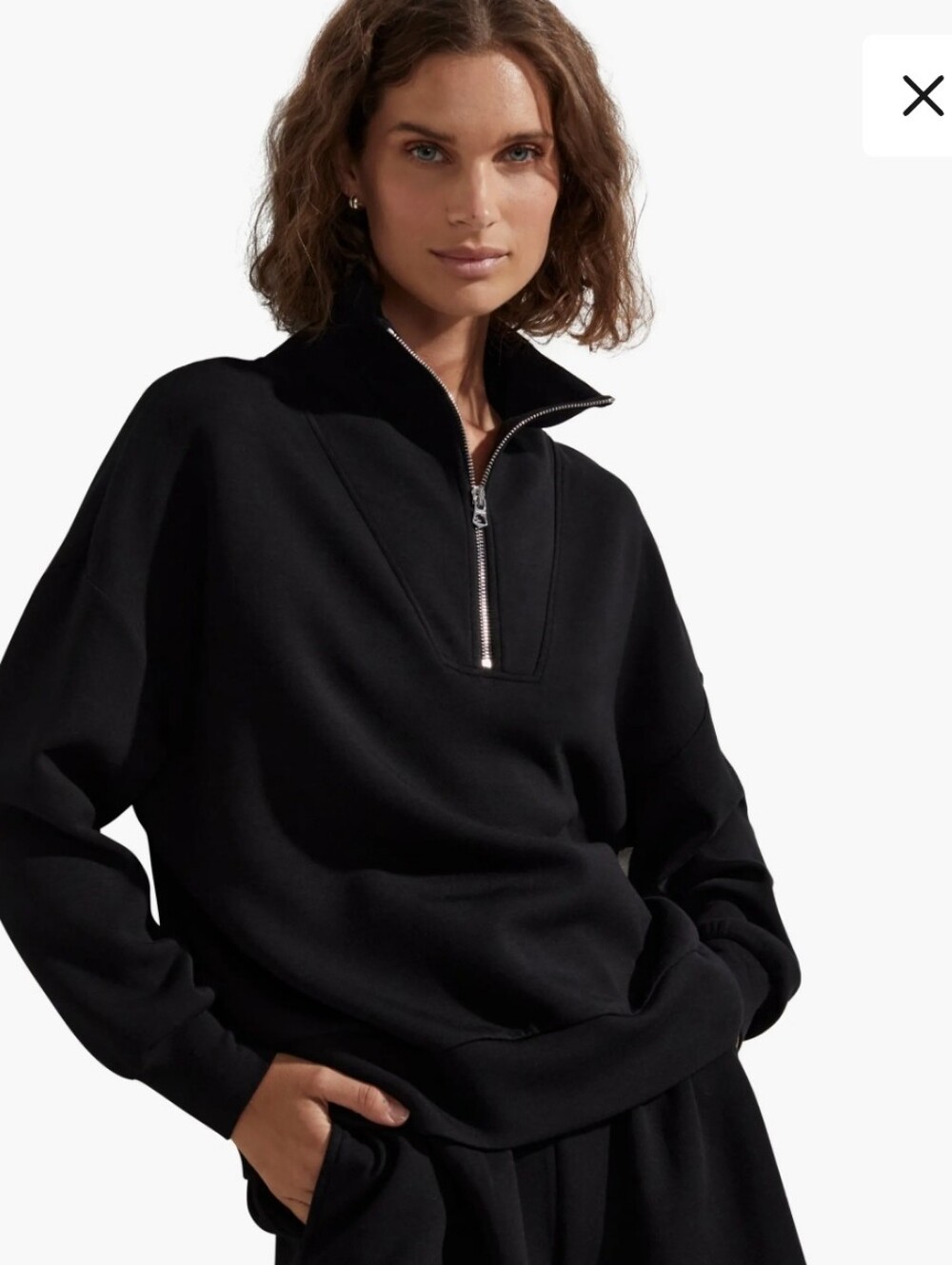 Varley Hawley Half Zip Sweatshirt Black Medium
